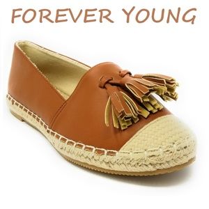 Forever Young Shoes - Women Espadrille Flats with Tassels, E-2605, Camel Forever Young Shoes - Women Espadrille Flats with Tassels, E-2605, Camel